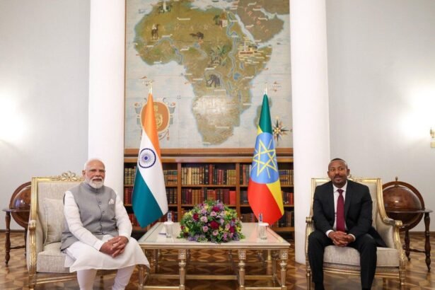 Indian Prime Minister Narendra Modi and Ethiopian Prime Minister Abiy Ahmed during strategic talks on economic and trade partnership in Addis Ababa