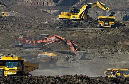 Heavy mining equipment operating at an open-pit mine in Liberia as the country seeks to expand mining output and boost national revenue