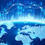 Global financial market screens showing stock prices and trading activity as investors assess geopolitical and economic risks